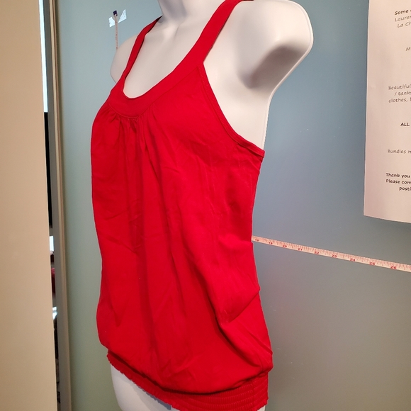 Small Red Tank Top, Thick Sexy Back Strap w/ Knot, Stretchy, Lightly Used, Comfy - Picture 2 of 11